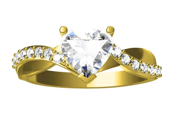 白色背景的结婚戒指 3D渲染 — 图库照片