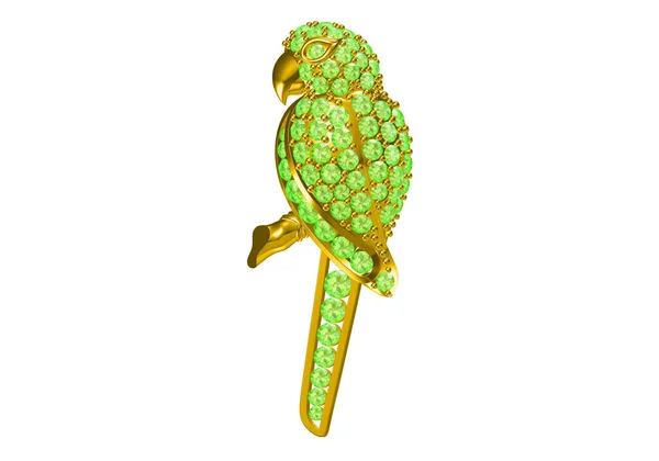 Brooch Bird White Background Rendering — Stock Photo, Image