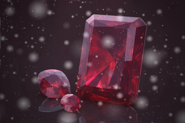 Ruby gem na bílém pozadí (3d obraz s vysokým rozlišením) — Stock fotografie