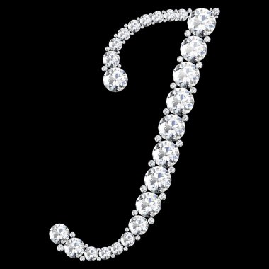 Elmas ve mücevher J harfi yapılmış