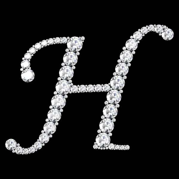 H Letter made from diamonds and gems — Stock Photo, Image