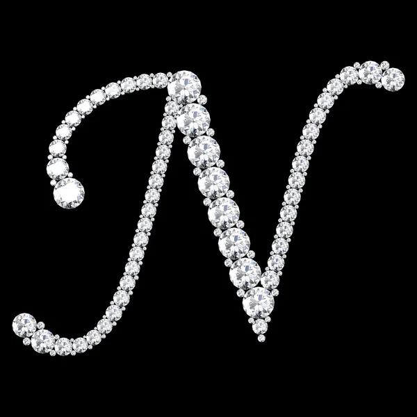 N Letter made from diamonds and gems — Stock Photo, Image