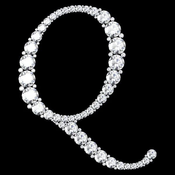 Q skrivelse gjord av diamanter och ädelstenar — Stockfoto