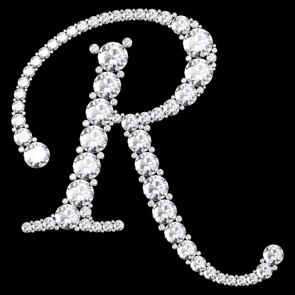 R brief gemaakt van diamanten en edelstenen — Stockfoto