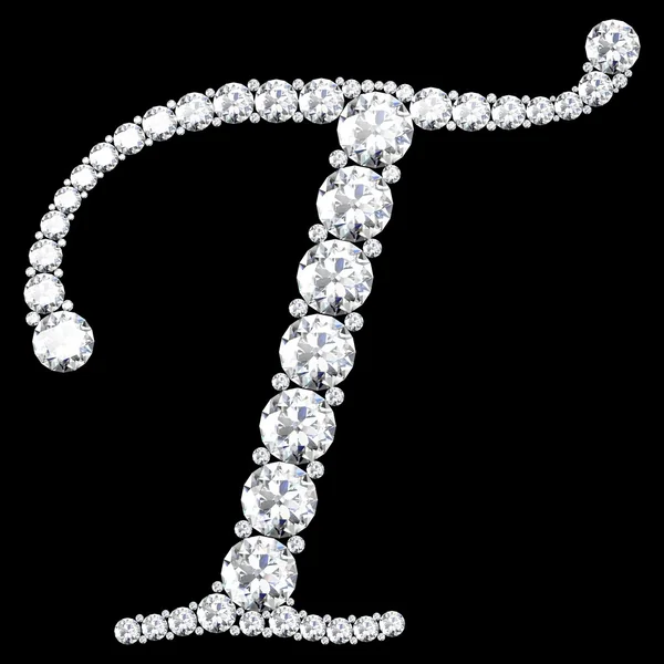 T Carta feita de diamantes e pedras preciosas — Fotografia de Stock