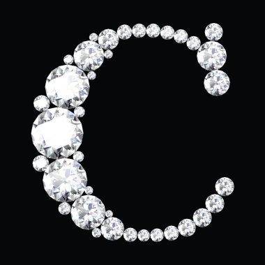 C harfi elmas ve mücevher yapılmış