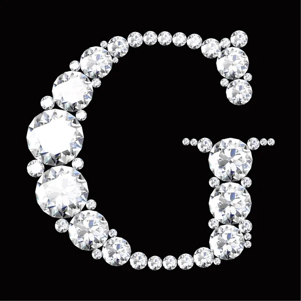 G の文字がダイヤモンドと宝石から作られました。 — ストックベクタ