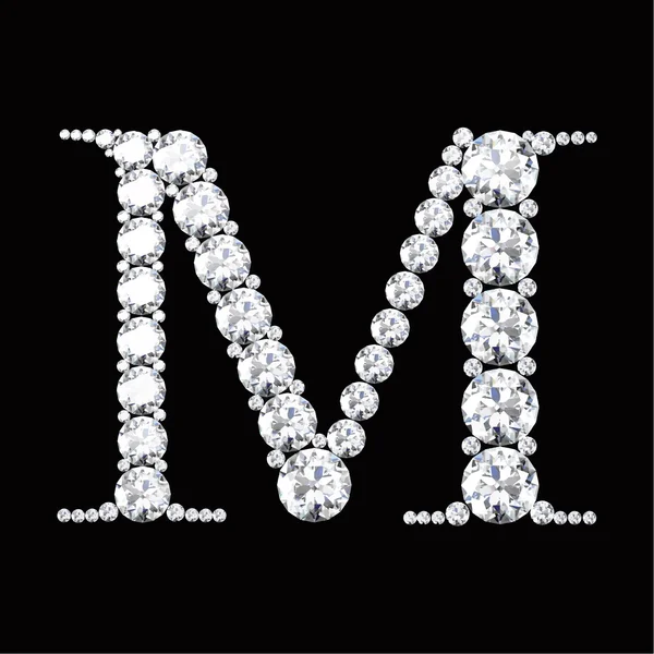 M Carta hecha de diamantes y gemas — Archivo Imágenes Vectoriales