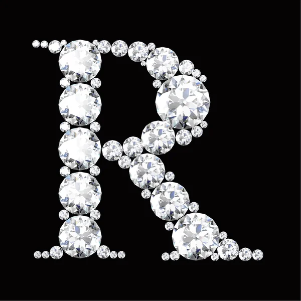 R Lettre faite de diamants et de pierres précieuses — Image vectorielle
