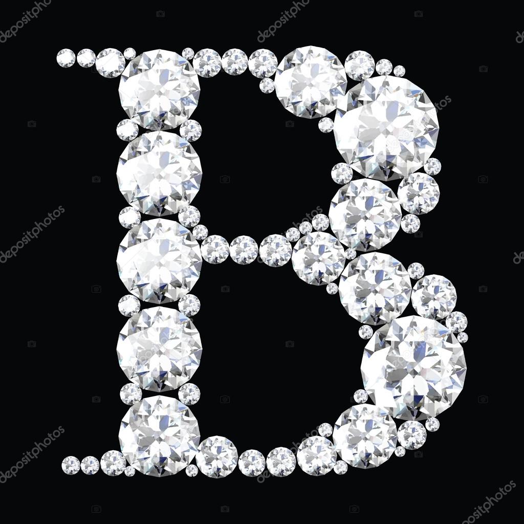 B Letter made from diamonds and gems