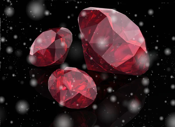 Trzy czerwone rubiny — Zdjęcie stockowe