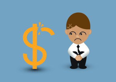 Kırık dolar işareti ile ayakta işadamı