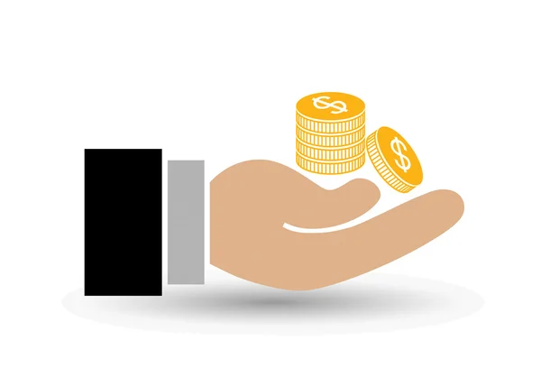 Full hand of coins — Stock Vector