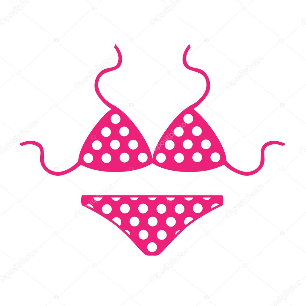 pink bikini with white polka dots
