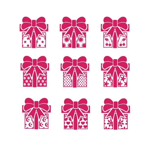 Conjunto de cajas de regalo rosa — Vector de stock