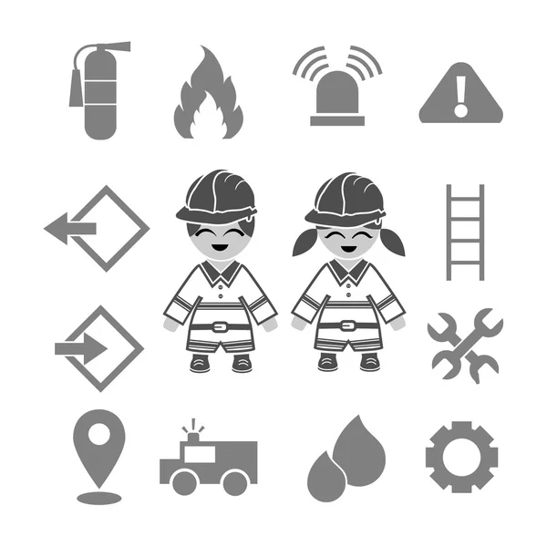 Fire fighter ikony — Wektor stockowy