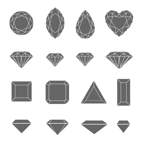 Conjunto de elementos de diseño de diamantes — Vector de stock