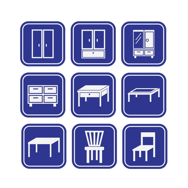 Conjunto de iconos de muebles — Vector de stock