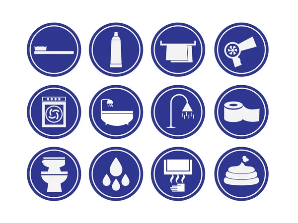 Iconos de baño azul — Vector de stock