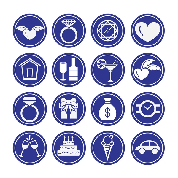 Wedding icons set — Stock Vector