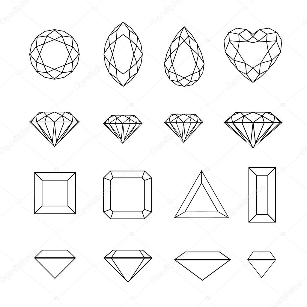 Set of diamond design elements