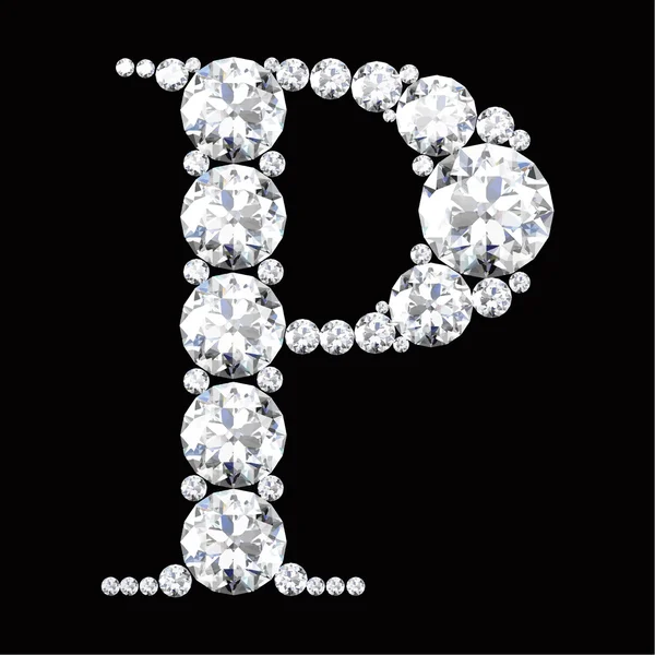 Litera P z diamentów — Wektor stockowy