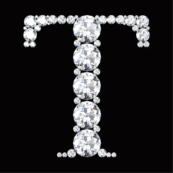 T Буква из бриллиантов — стоковый вектор