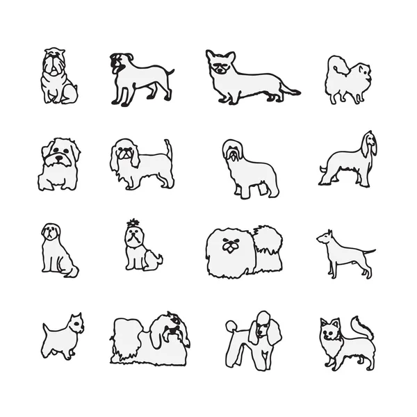 Boz köpeğin Icon set — Stok Vektör