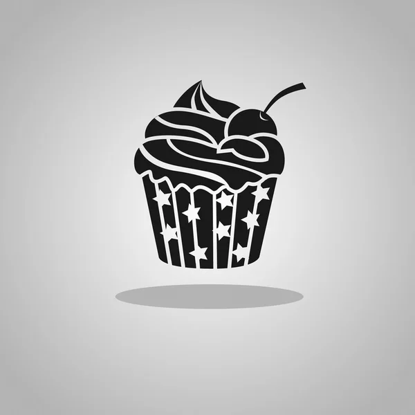 Black cupcake icon — Stock Vector