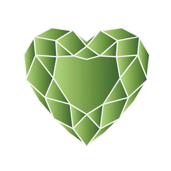 Zelený ruby ve tvaru srdce — Stockový vektor