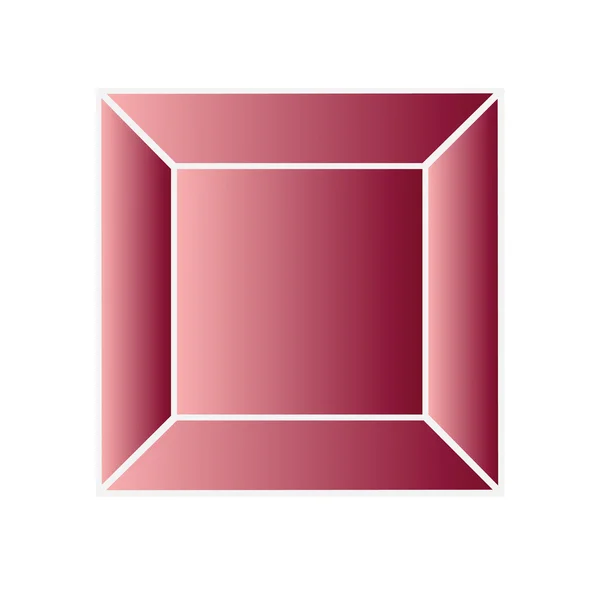 Roter Rubin in quadratischer Form — Stockvektor