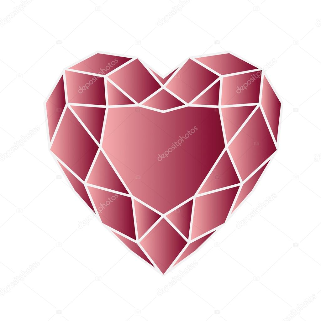 Red ruby in heart shape