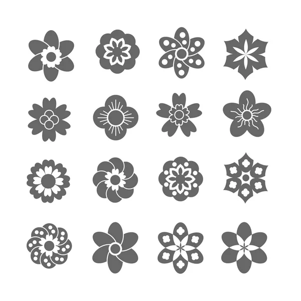 Black flower icons — Stock Vector