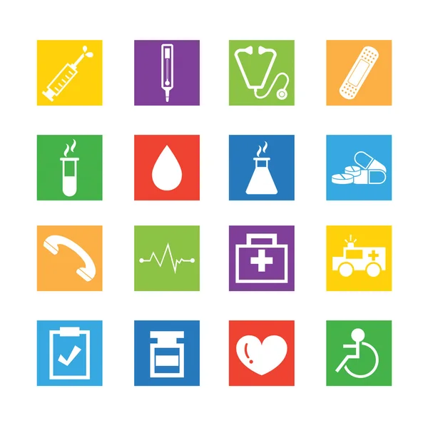 Icônes médicales colorées — Image vectorielle