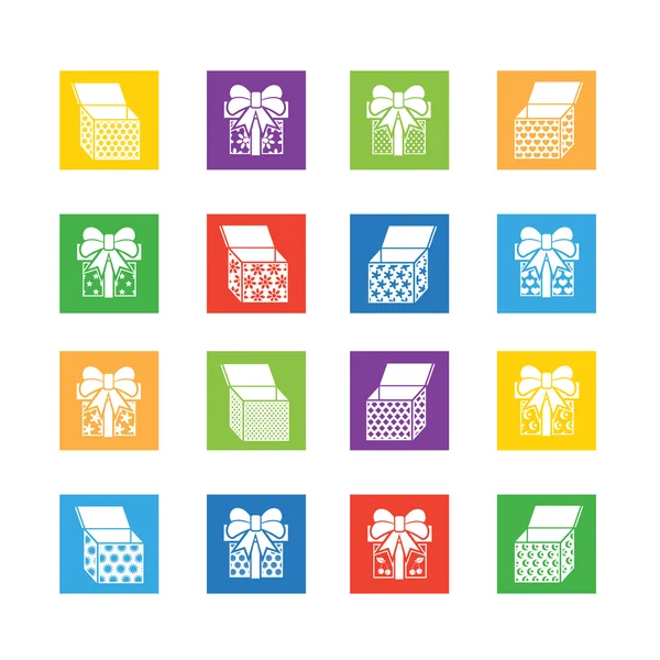 Conjunto de coloridas cajas de regalo — Vector de stock