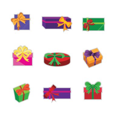 renkli hediye kutuları kümesi