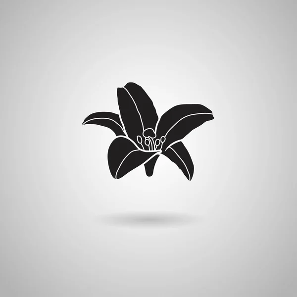 Black Lily bloem pictogram — Stockvector