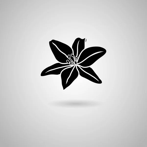 Black Lily bloem pictogram — Stockvector