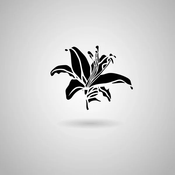 Black Lily bloem pictogram — Stockvector