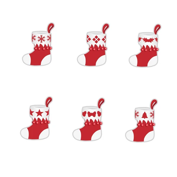 Set de calcetines rojos de Navidad — Vector de stock