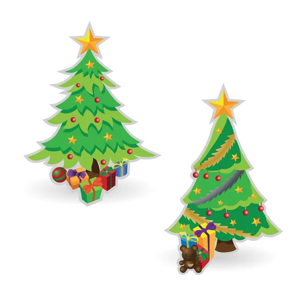 Noel ağaçları hediye kutuları ile dekore edilmiş — Stok Vektör