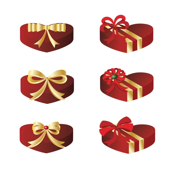 Boîtes cadeaux en forme de coeur — Image vectorielle