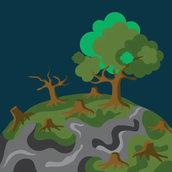 Des souches d'arbres montrant la déforestation — Image vectorielle
