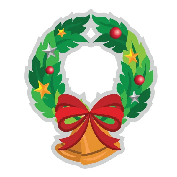 Corona de Navidad con campanas de jingle — Vector de stock