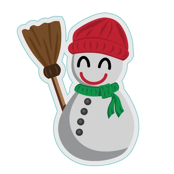 Boneco de neve em chapéu vermelho —  Vetores de Stock