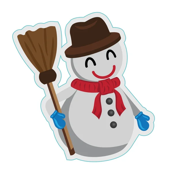 Boneco de neve em chapéu castanho —  Vetores de Stock