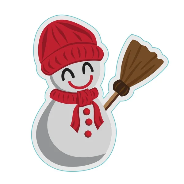 Snowman in red hat — Stock Vector