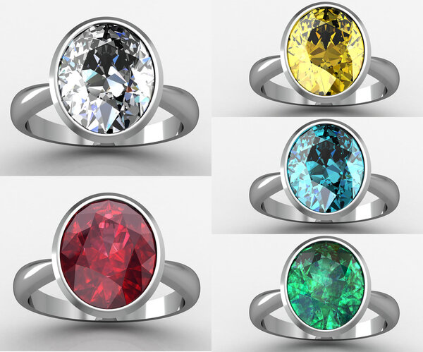 Набор колец с камнями

