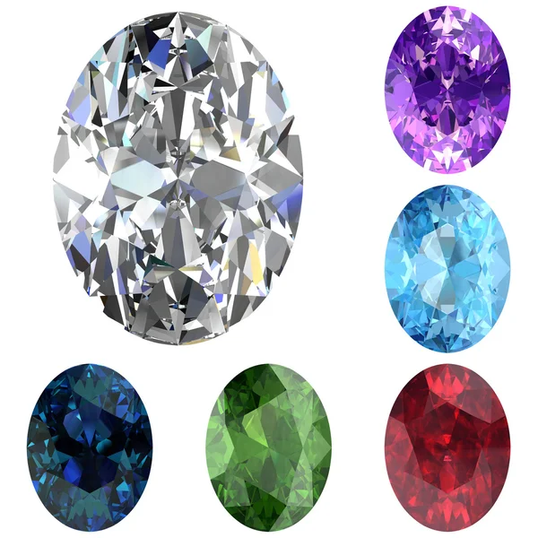 Conjunto de pedras preciosas coloridas — Fotografia de Stock