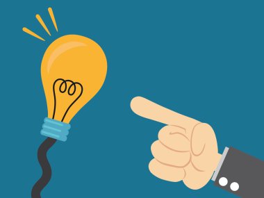 Ampul üzerinde gösteren bir el